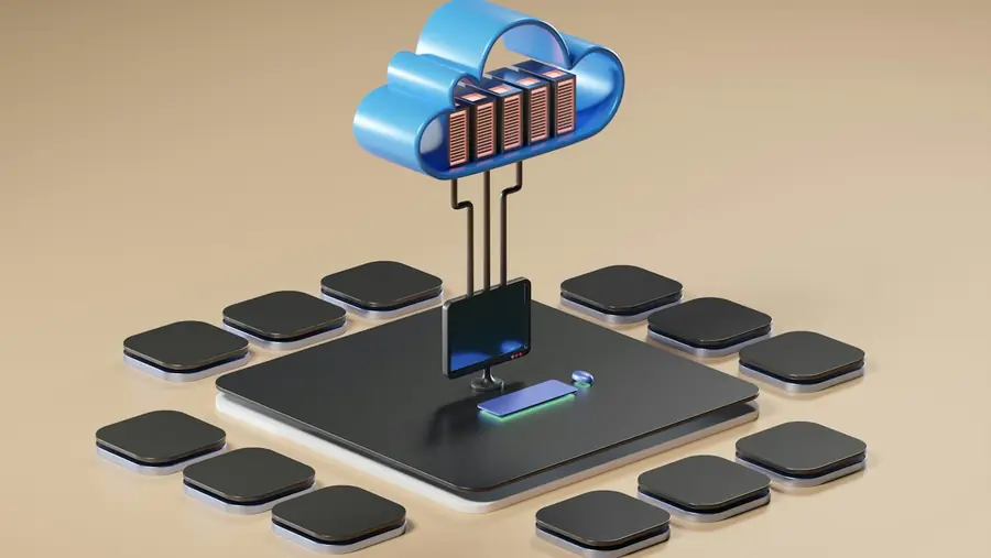 Illustration of a cloud connected to computing infrastructure